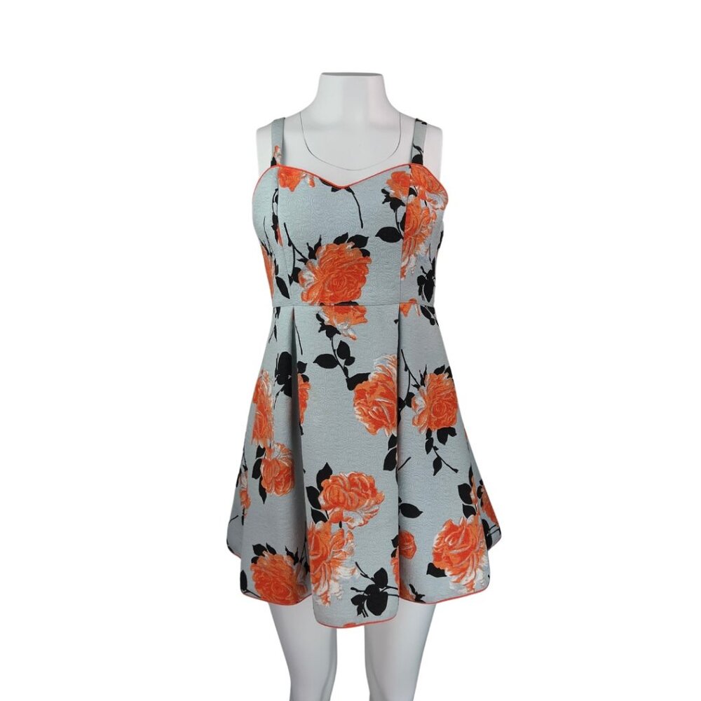 Super Cute Icey Blue Dress with Orange Flowers